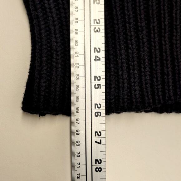 Chunky Knit Wrap Sweater Shawl Neck Womens XL Black Cotton Blend American Eagle - Picture 7 of 7